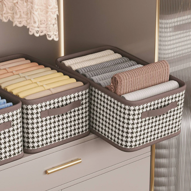 Caja de Almacenamiento de Gran Capacidad con Diseño de Pata de Gallo, Organizador para Pantalones, Juguetes y Artículos de Escritorio