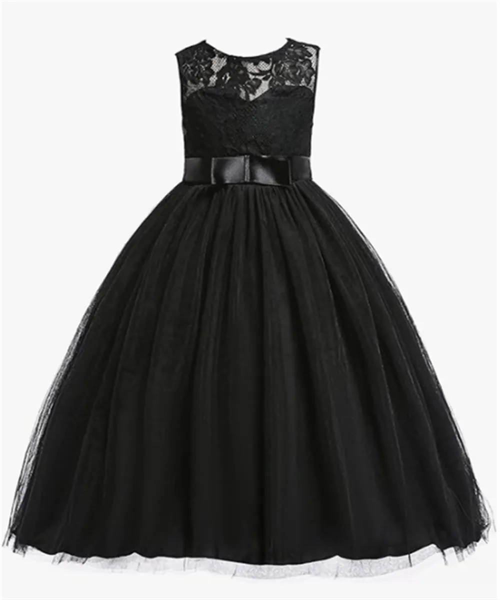 맞춤형 플라워 걸 웨딩 드레스 민소매 리본 벨트 공주 파티 행사 첫 영성체 정장 어린이용