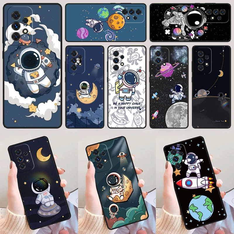 Fashion Astronaut Spaceship For Samsung Galaxy A52 A72 A73 A20e A21S A50 A70 A11 A12 A42 A31 A40 A51 A71 A32 A80 A91 Phone Case