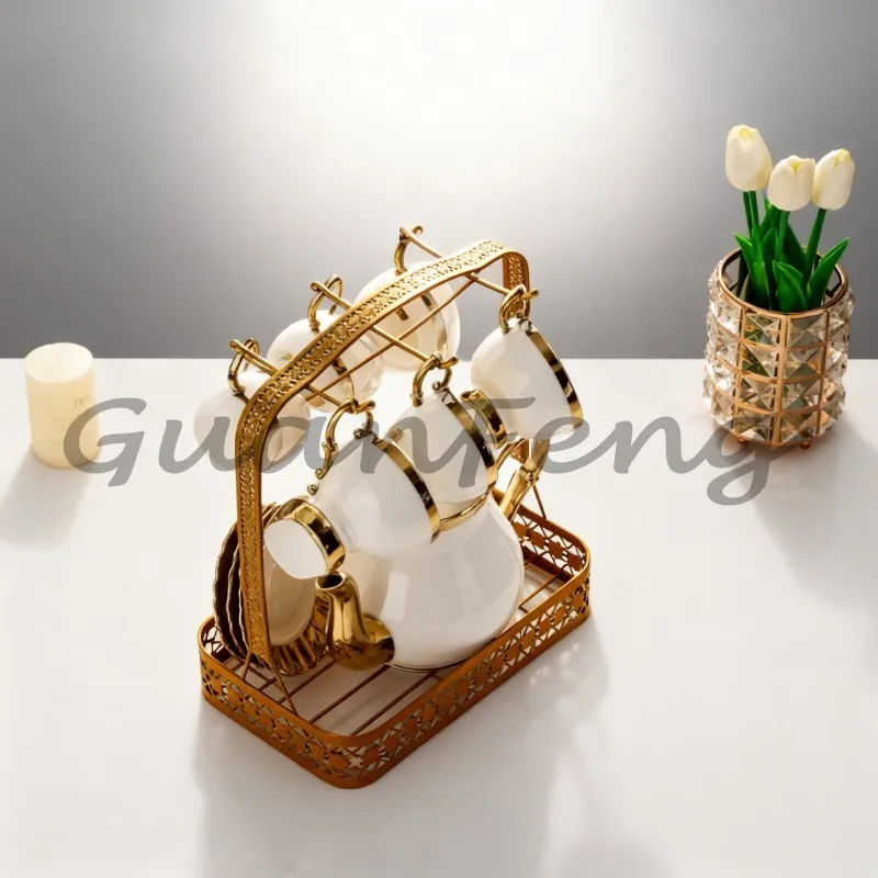 Modern European Style Ceramic Coffee Mug Set, Elegant Luxury Coffee Cups for Home Office Gift