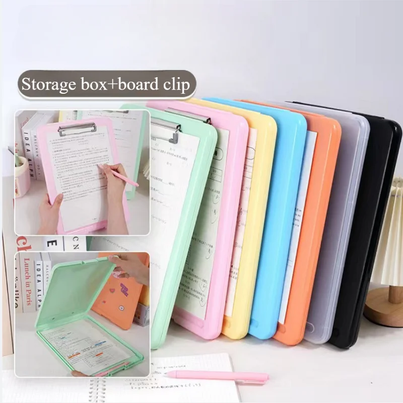 Grande capacidade A4 Clipboards File Folder Box, Sturdy Plate, Clip Design, multifuncional para armazenamento eficiente de papel para estudantes