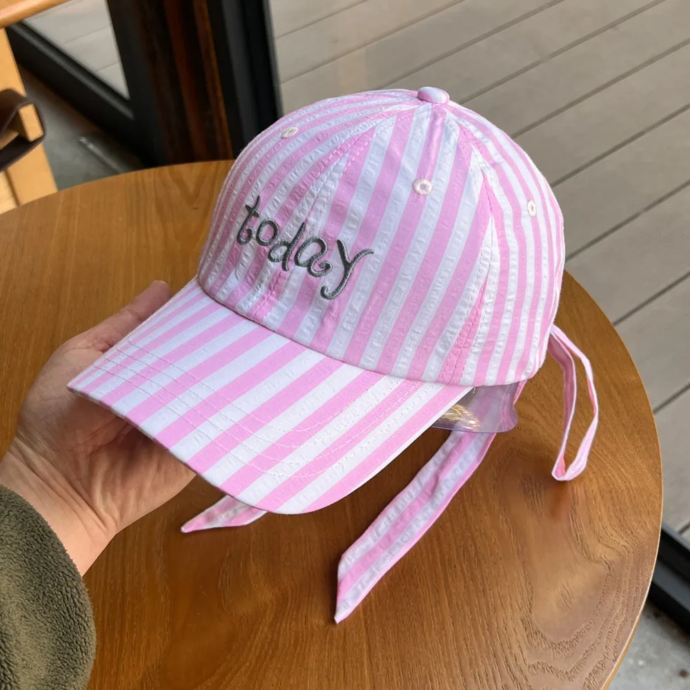 

Simple Creative Letter Embroidery Baseball Cap Embroidered Bow Ribbon Design Cotton Baseball Cap Cute Peaked Cap Sun Hat Spring