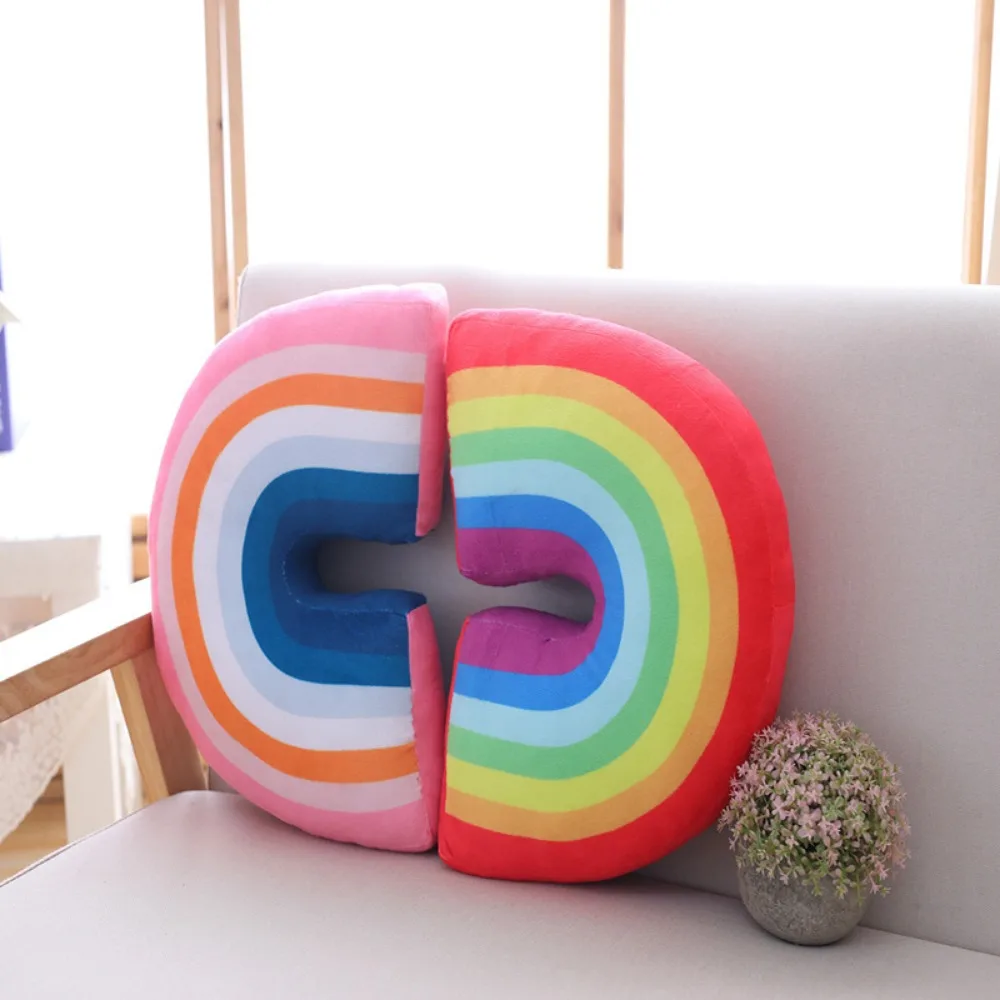 Cute Rainbow Shaped Pillow Kids Plush Toy Office Sleeping Neck Pillow Children\'s Room Soft Comfortable Cushion Home Decor