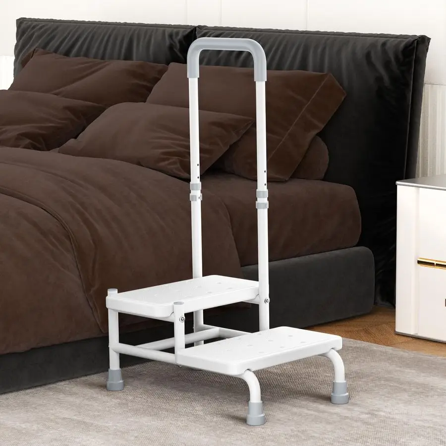

Step Stool with Handle Step Stool for Bed with Adjustable Handrail Bed Steps for High Beds for Adults, Seniors, Hold up to 400LB