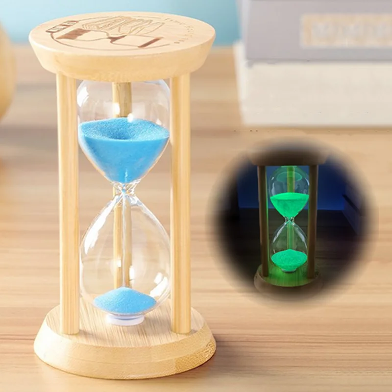 1/3/5 Minutes Mini Wooden Fluorescent Hourglass Home Decor Sand Clock Modern Creative Timers Sandglass Kitchen Timekeeper Gifts