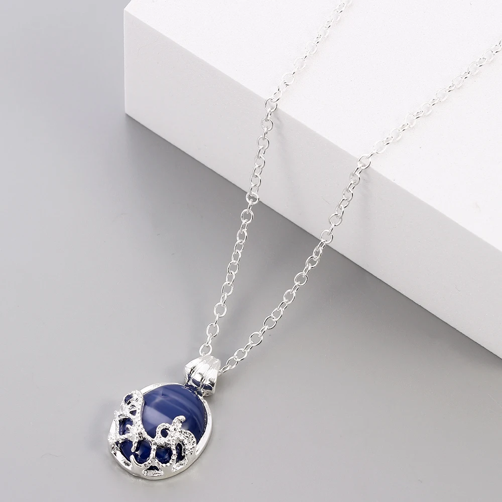 Fashion Movie The Vampire Diaries Necklace Vintage Katherine Blue Stone Choker Pendant for Women Cosplay Charm Jewelry view 6
