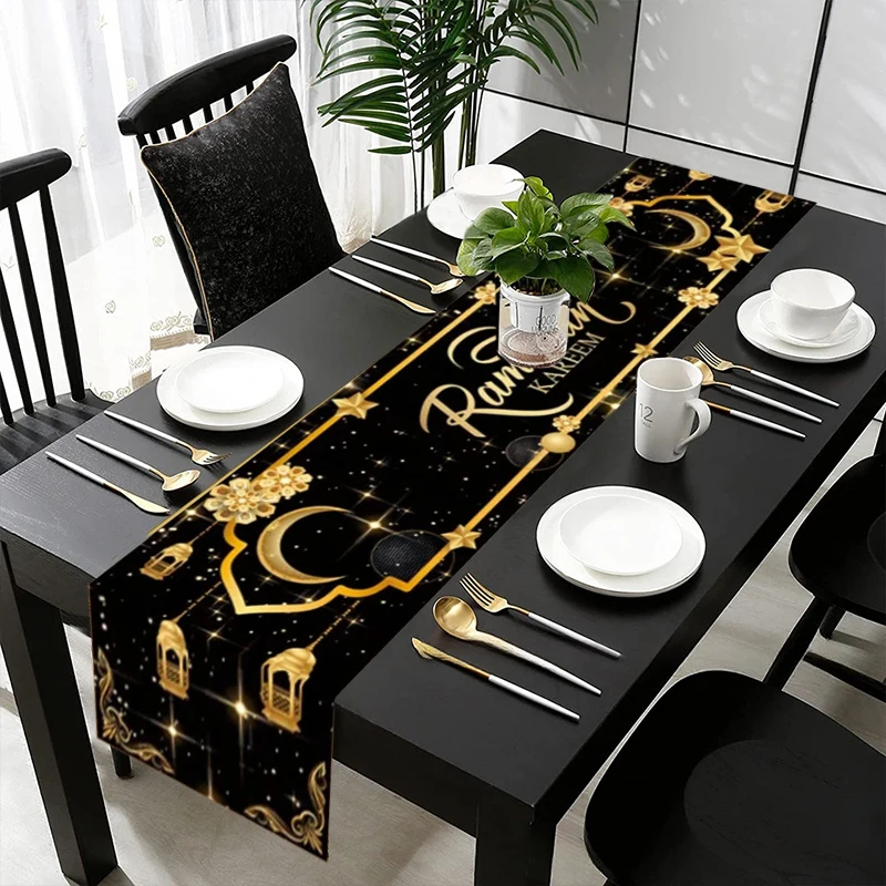 Ramadan Table Runner 2025 Eid Dinnerware Tablecloth Eid Mubarak Table Flag Eid Table Decor Ramadan Eid Party Decorations