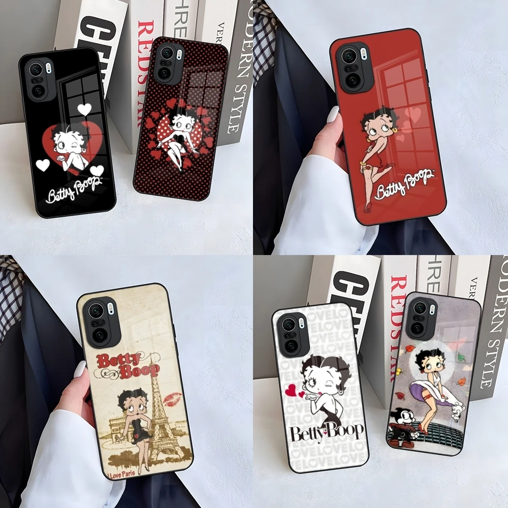 B-Betty-Cute-Boop Capa de telefone para Xiaomi 15 14 13 12 Mi 11 S T X ultra Lite T Pro Capa de vidro temperado