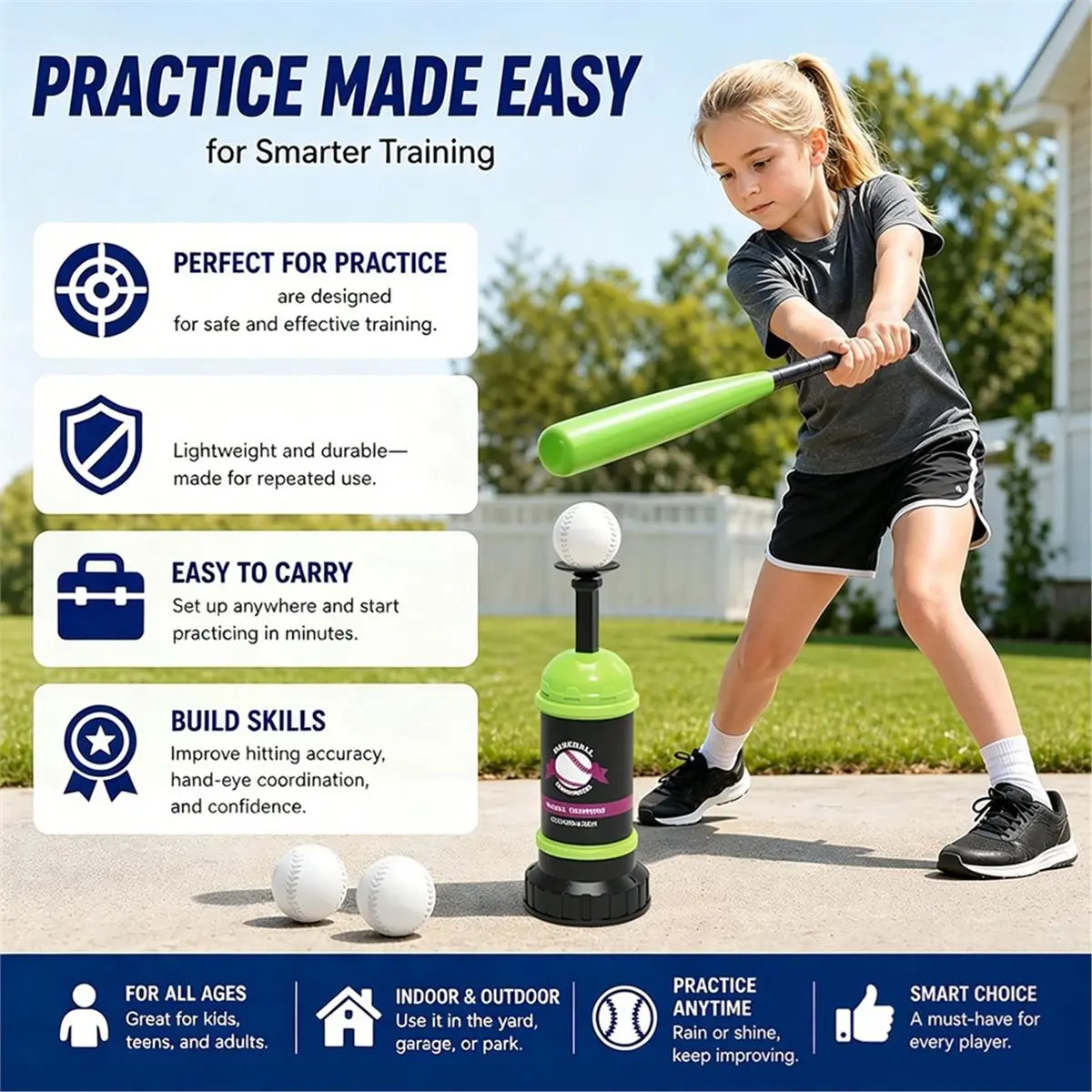 update. Pop Up Baseball Trainer Set for Kids, Backyard Fun, No Pitch Needed, Beginner Batting Practice Toy with Launcher