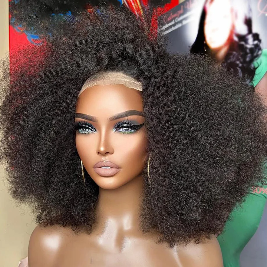 

13*4 Short Bob Free Part 180Densty Preplucked Glueless Kinky Curly Synthetic 13X4Lace Front Wig For Women With Baby Hair Daily
