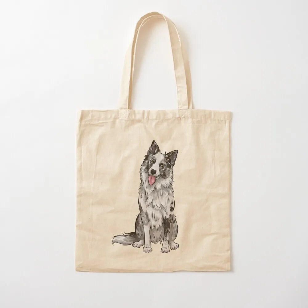 Cute Blue Merle Border Collie Dog Tote Bag Beach bag Shopper handbag tote bags aesthetic Canvas Tote Bag