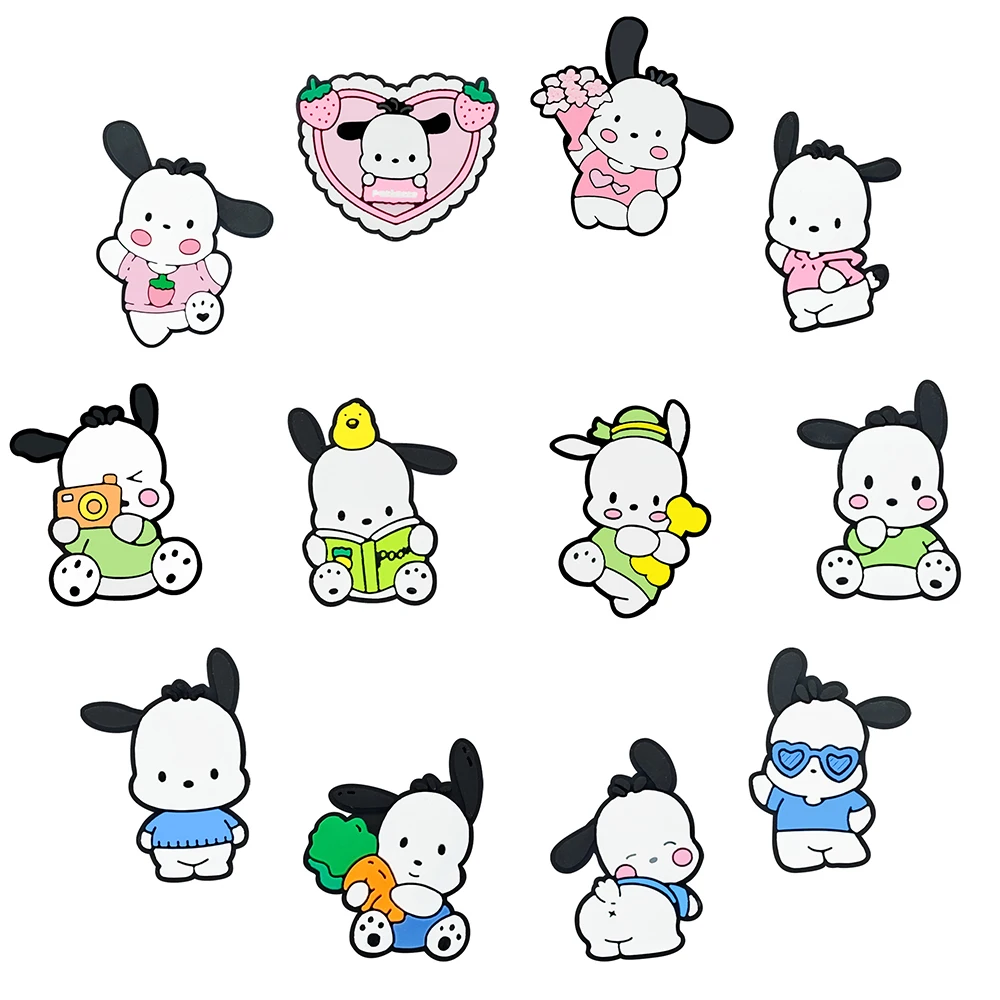 12/5PCS Mesuca Pochacco Shoe Charm Wholesale PVC beach bag clog Wristband Decor Buckle Sandal Detachable Waterproof To Xmas Gift