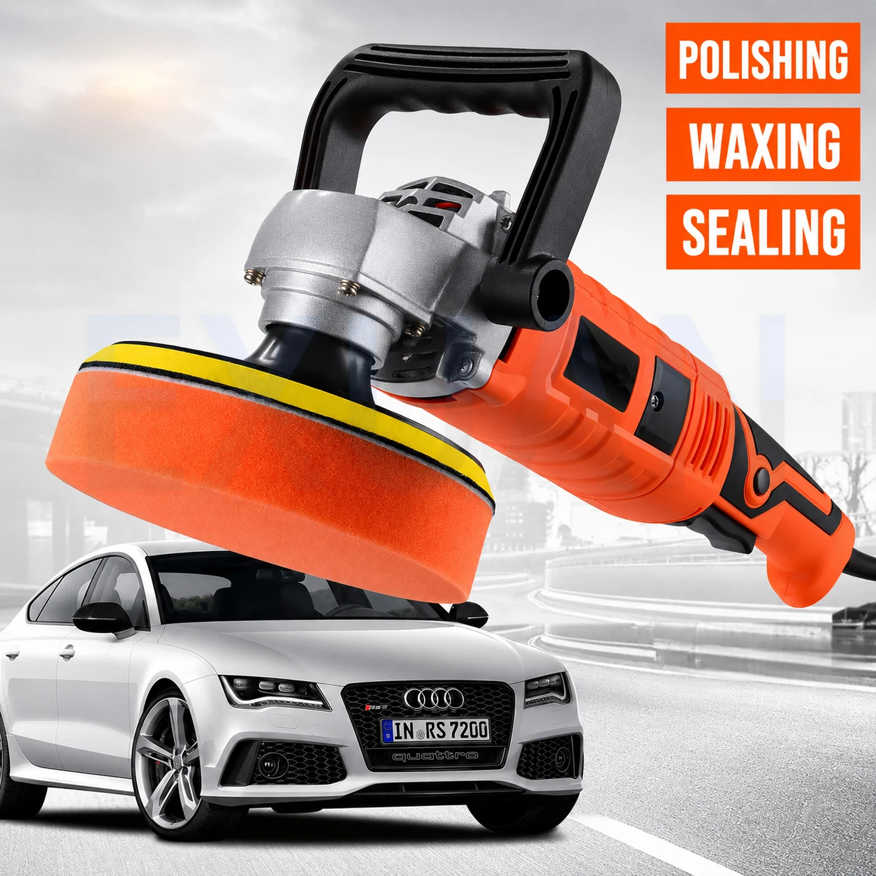 Electric Polisher 7 Gears Adjustable Speed Waxing Machine Car Woodworking Furniture Polishing Tools 1580W 220V/110V 500-3300RPM