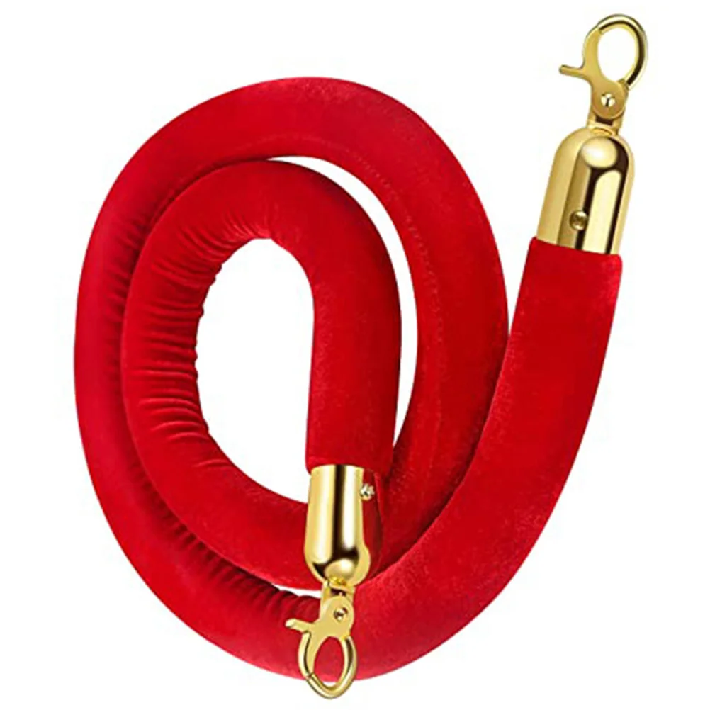 Concierge Post Lanyard Safe Distance Rope Barrier with Hooks Fleece Guard Stanchion Party Queue Zinc Alloy Crowd Control