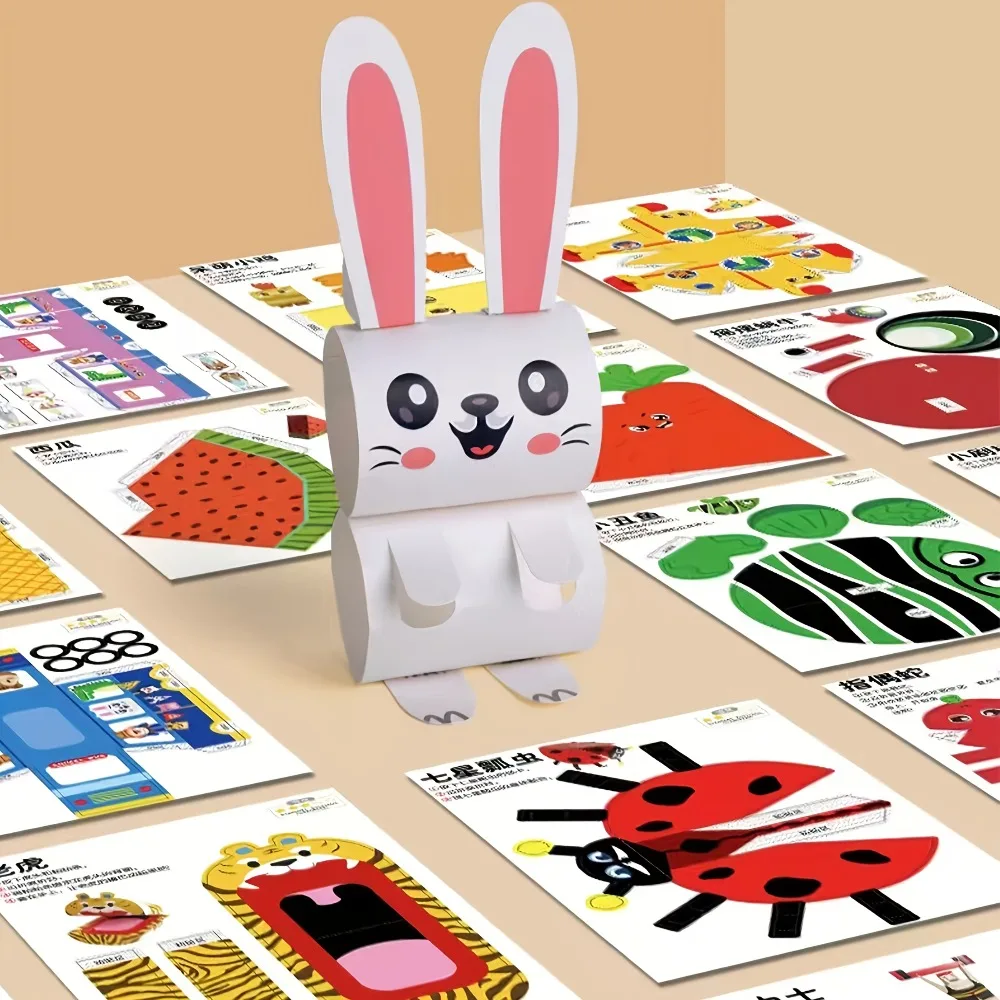 ชุดกระดาษโอริกามิ 3 มิติสำหรับเด็กพร้อมหนังสือคู่มือ ลายสัตว์เลี้ยง งานศิลปะและงานฝีมือ DIY สำหรับผู้เริ่มต้น ของเล่นเดินทาง ของขวัญเด็กชายเด็กหญิง