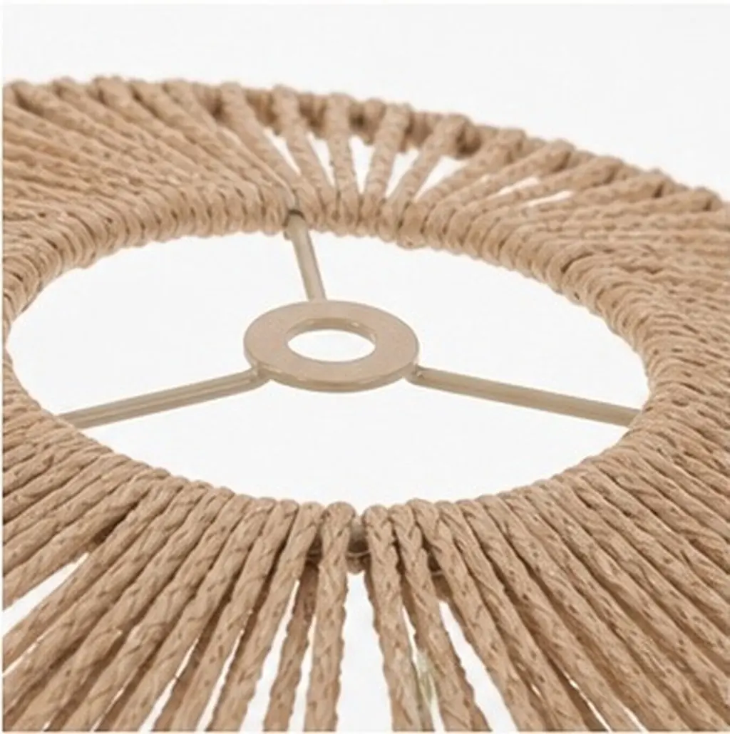 Boho Rope Woven Lampshade Handcrafted Pendant Light for Kitchen Island Dining Area Paper Rope Shade Artistic Living Room