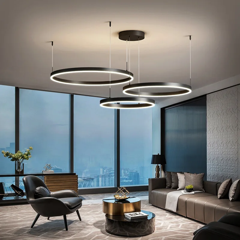 Imagem -03 - Modern Led Pendant Light Circular Ring Chandelier Sala de Estar Sala de Jantar Quarto Hotel Interior Home Decor Iluminação Luminária Brilho