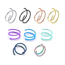 20G Stainless Steel Nose Ring Double Hoop Snug Spiral Septum Cartilage Tragus Studs Piercings Jewelry for Women