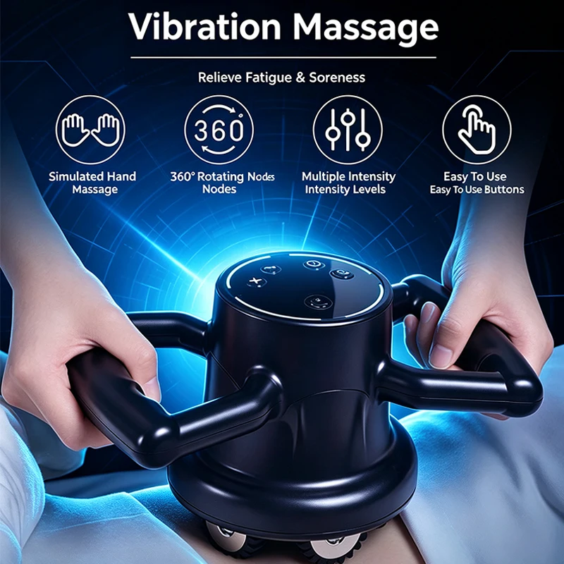 Newest Handheld 360° Rotating 4D Roller Vibrating Body Massage for Weight Loss Body Shaping Back Pain Relief Muscle Relaxation