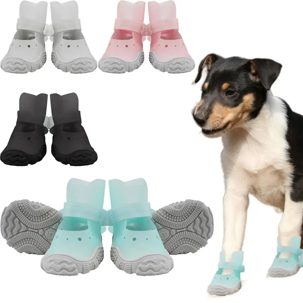 Zapatos suaves antideslizantes e impermeables para mascotas, botas cómodas y transpirables para perros al aire libre, zapatos de lluvia ajustables antisuciedad para mascotas nevados
