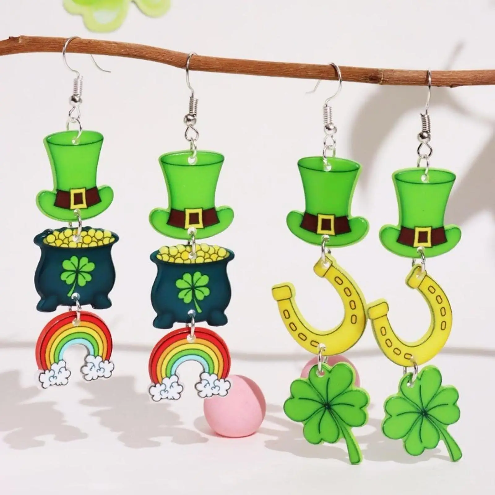 ST Patrick Earrings Acrylic Pendant Earrings for Club Birthday Graduation