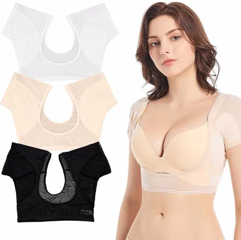 

3PCS Breathable Sweat Wicking Vest Mesh Absorbent Vest Sweat-absorbing Vest Washable Underarm Cotton Wicking Pad Women