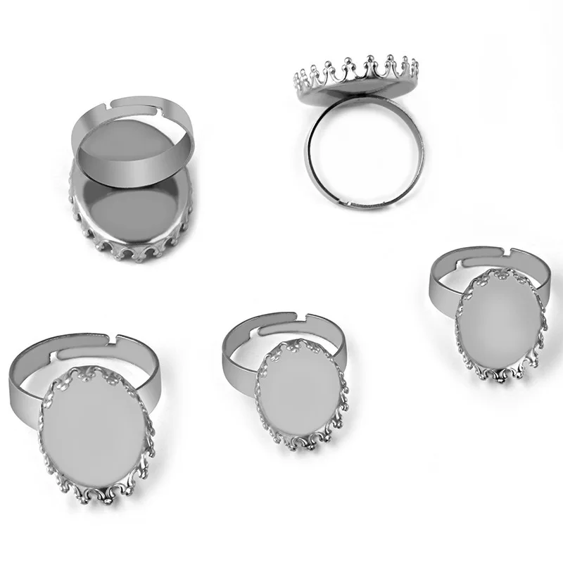 

Bottle Cap Design Gem Tray Stainless Steel 13x18mm & 18x25mm Oval Base Plate for Ring Making and Stone Setting