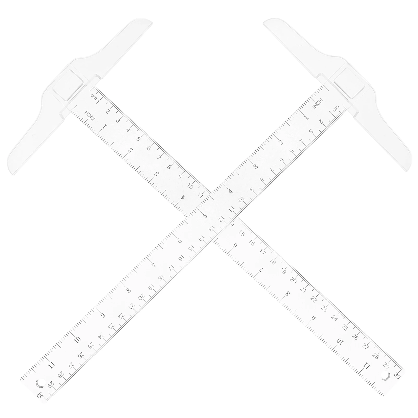 

2pcs 30Cm T-Shaped T-Square Ruler Plastic Double Side Scale Measuring Tool For Drafting Woodworking Layout Work Precision Scale