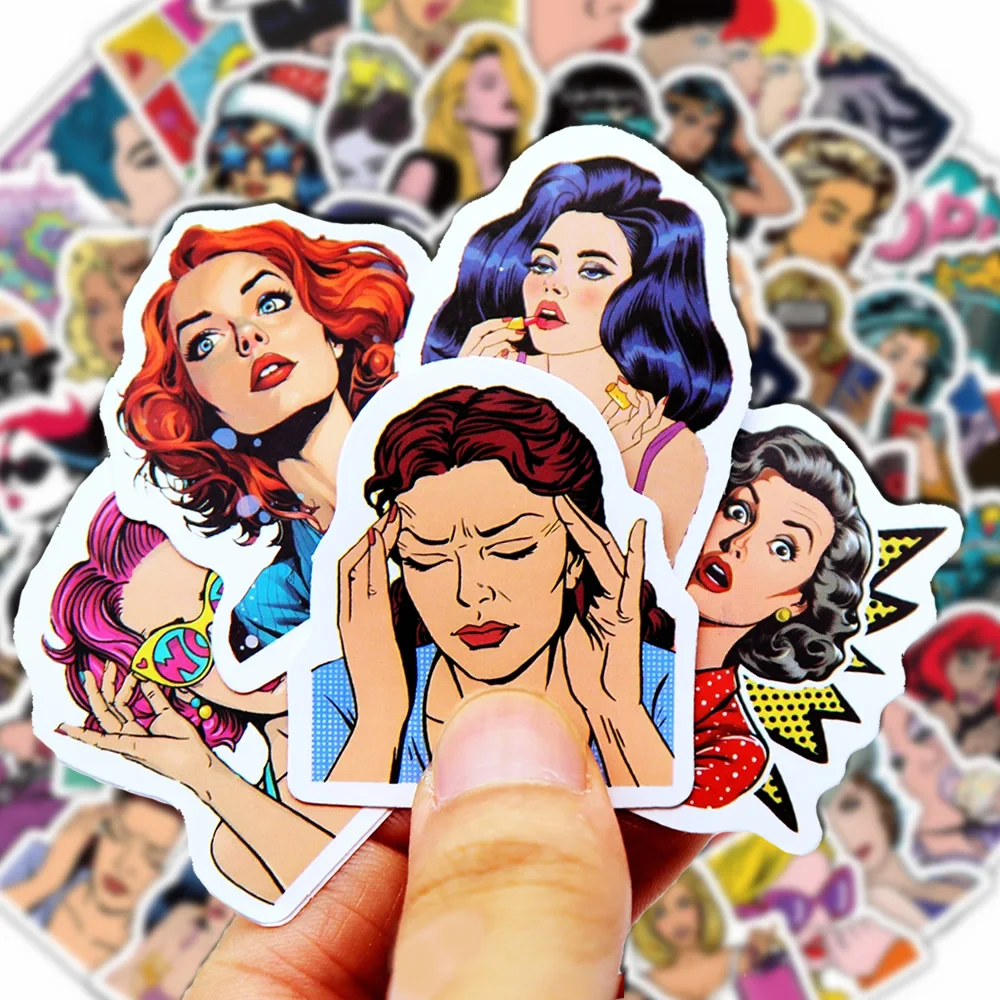 100Pcs PoP Art Girl Cool Cute Stickers Pack Aesthetic Stationery Supplies Lot Kawaii Office School Diary Decoration Korean Paper