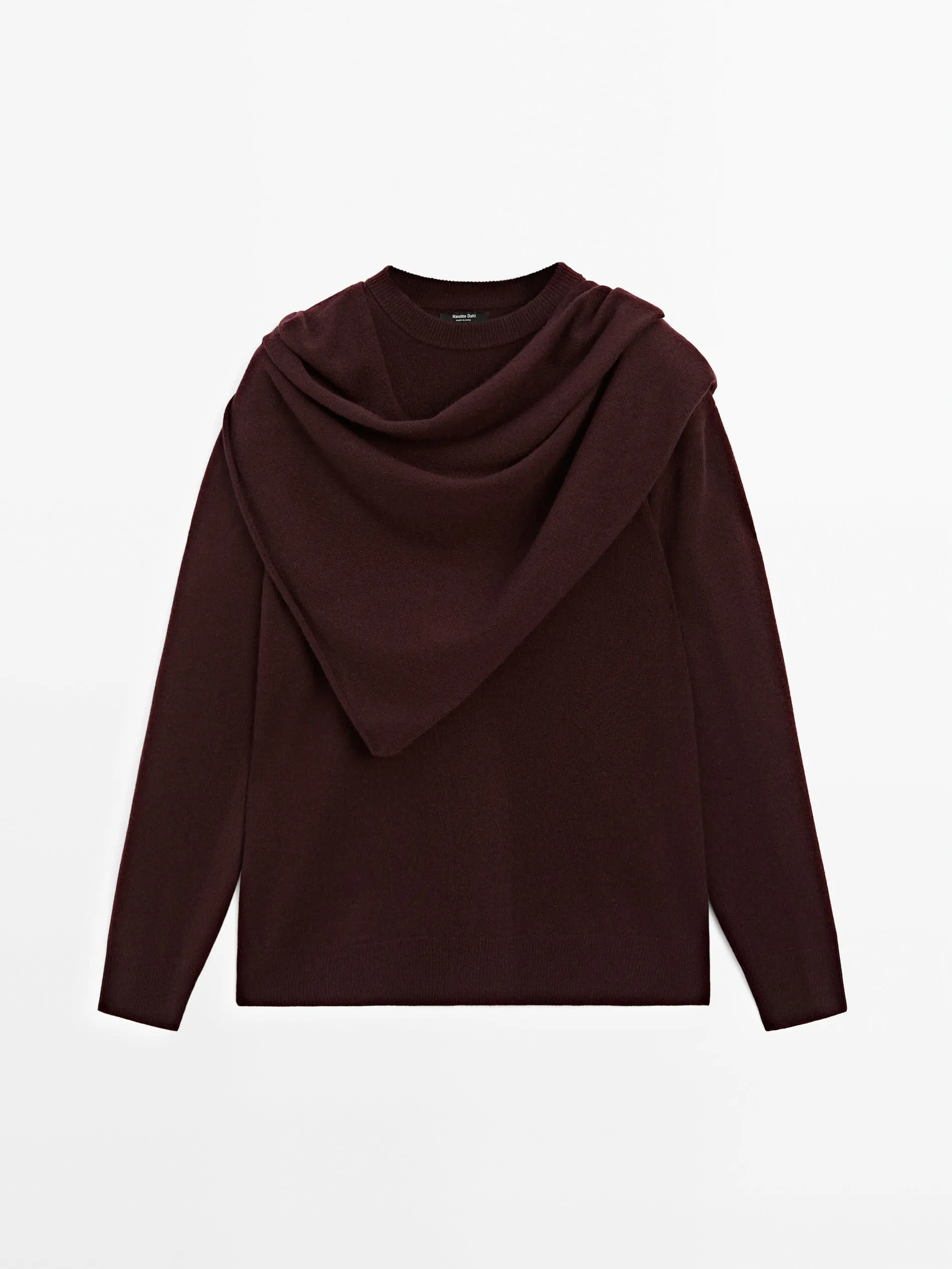 Ethereal MD 2025 masidutti شتاء نمط جديد من سترة محبوكة غير رسمية بأكمام طويلة مصنوعة من مزيج الصوف مع وشاح للنساء