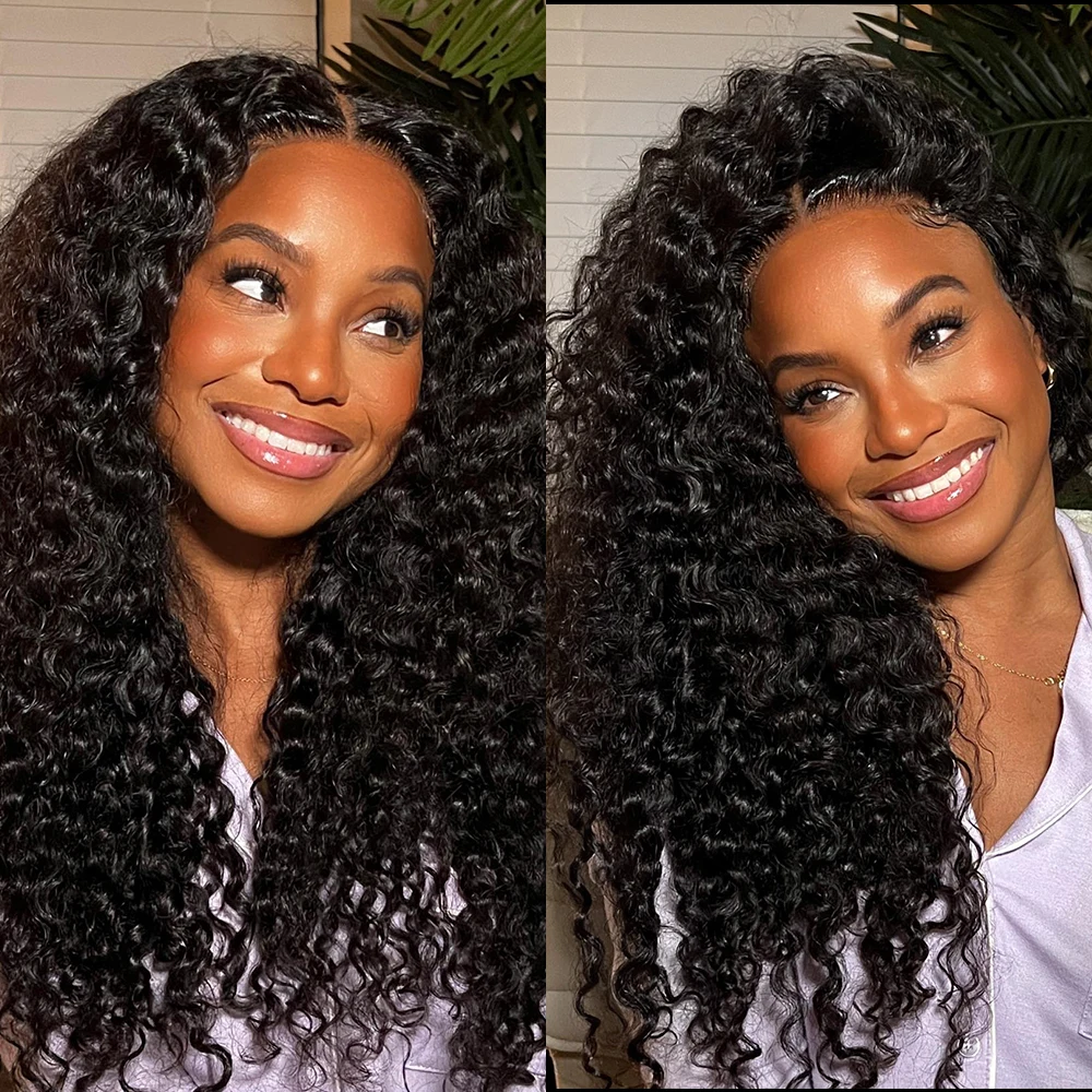 Pre Cut HD Lace Curly Glueless Wig Human Hair Ready To Wear And Go Wig 13x6 Preplucked Deep Wave Lace Frontal Wigs For Women