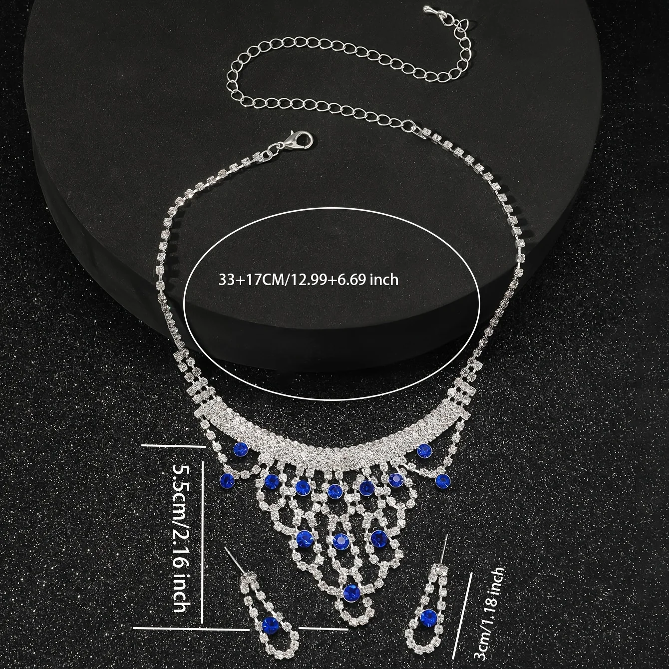 Rhinestone Elegant Necklace Earrings Set Bridal Jewelry Gifts Wedding Party Accessories