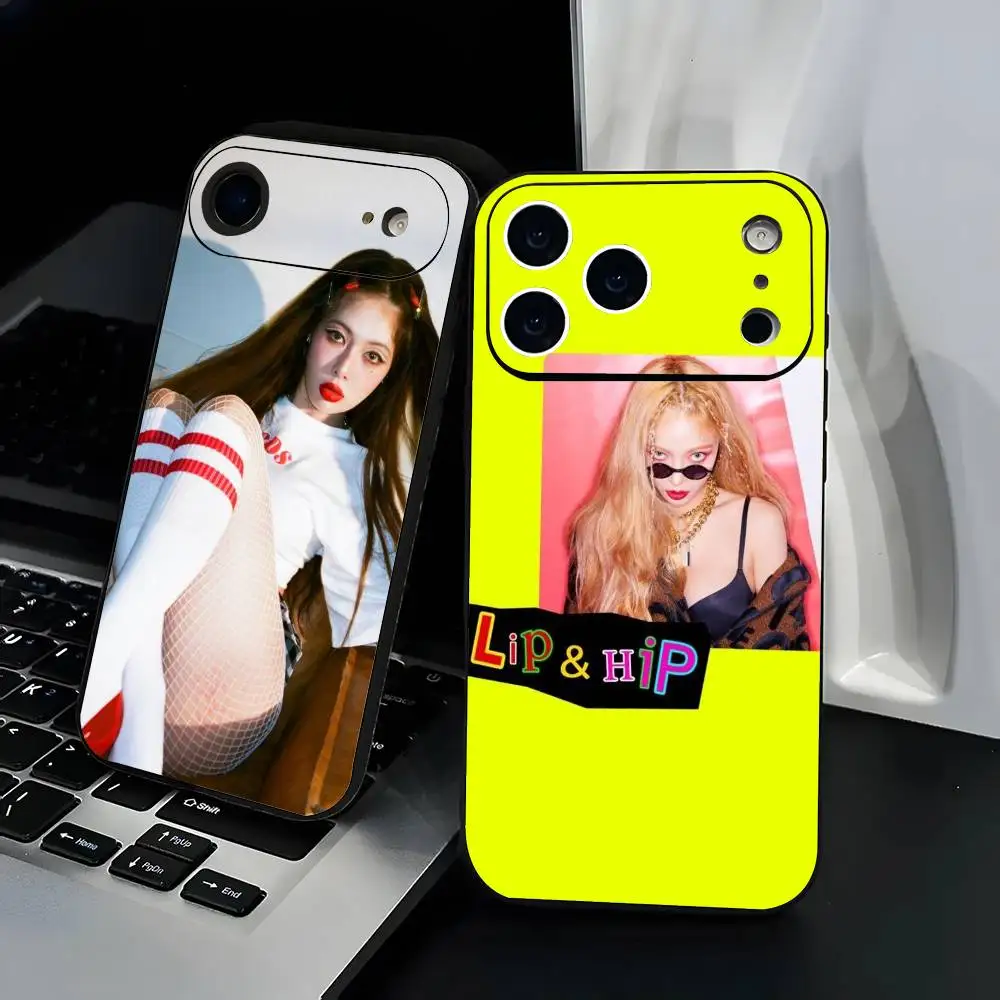 

Kpop Singer Hyuna Phone Case Fashion Black Frosted TPU Phone Case for iPhone 12-17. UV Spray Painted Design, Anti-fall Daily Pro