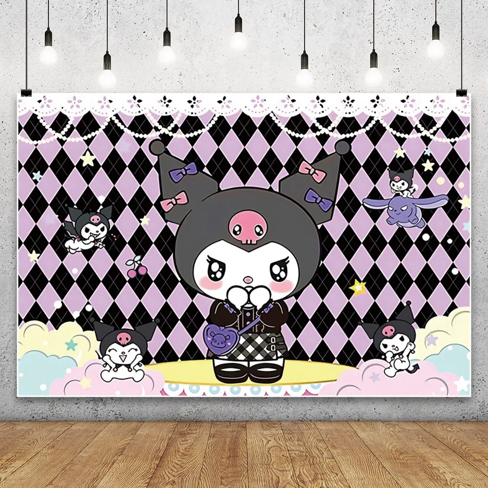 Kuromi Backdrop Photo Background Photography Baby Shower Girl Birthday Decoration Props Party Kids Banner Supplies Customize