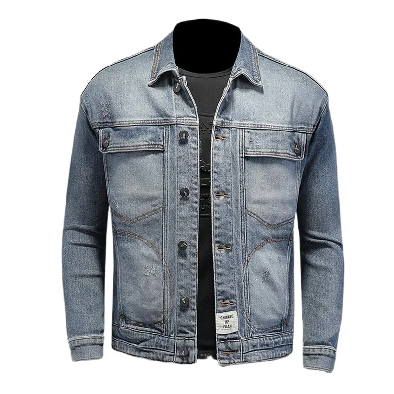 

Men's Retro Classic Denim Jacket Loose Casual Versatile Lapel Jacket High Street Fashion Motorcycle Riding Clothes Mens Jacket