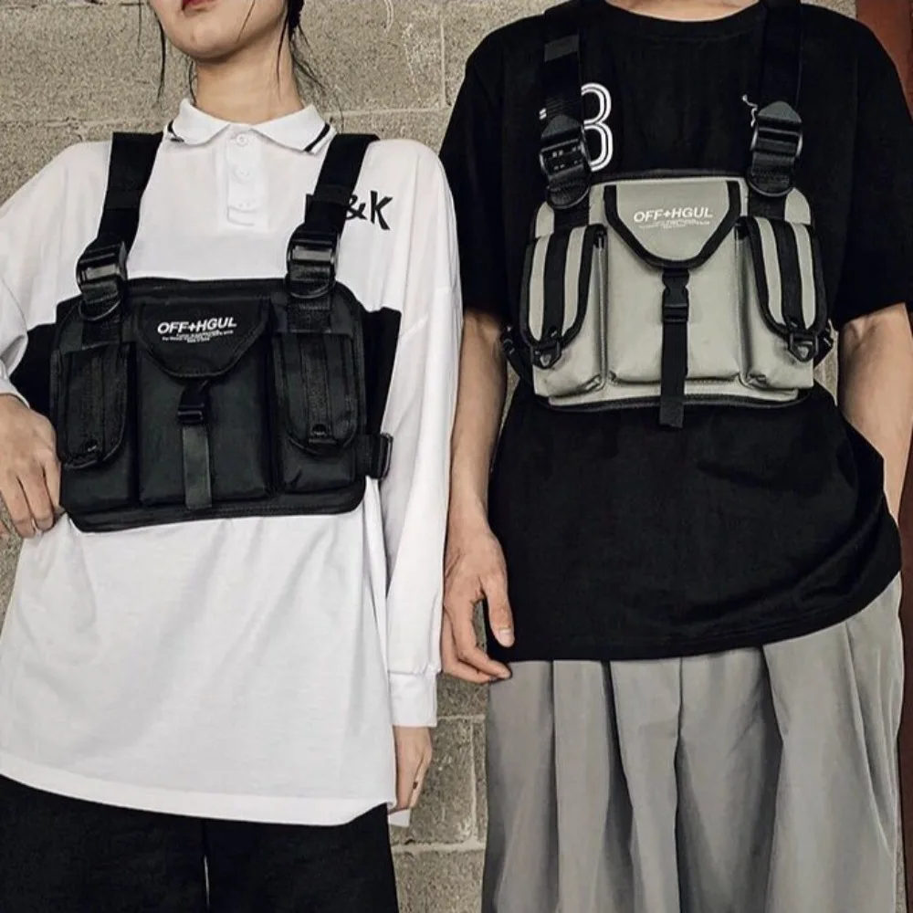 

Oxford Cloth Double Shoulder Chest Bag Waistcoat Cool Man's Vest Bag Fashion Multi Functional Outdoor Sports Bag Male