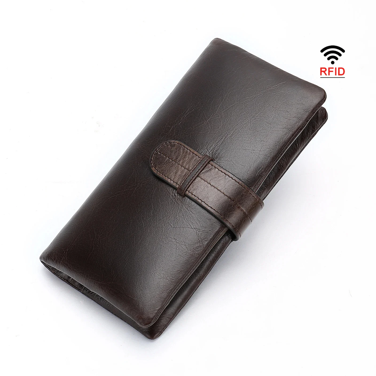 New Style RFID Leather Long Purse Cowhide Men Woman Wallet Luxury Designer s For Coins Phone Clip