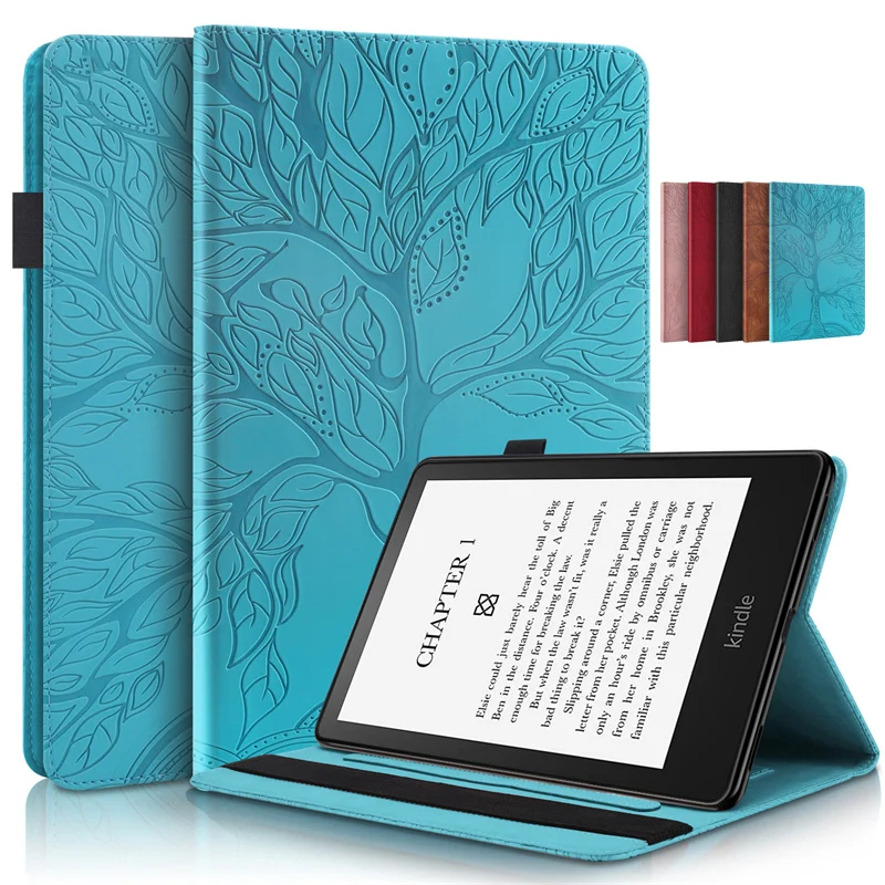 Kindle Colorsoft Signature Edition Kılıf 3D Ağacı Kabartmalı Çevirme Standı TPU Geri e-Kitap Kindle Paperwhite 2024 Kılıf 7 inç