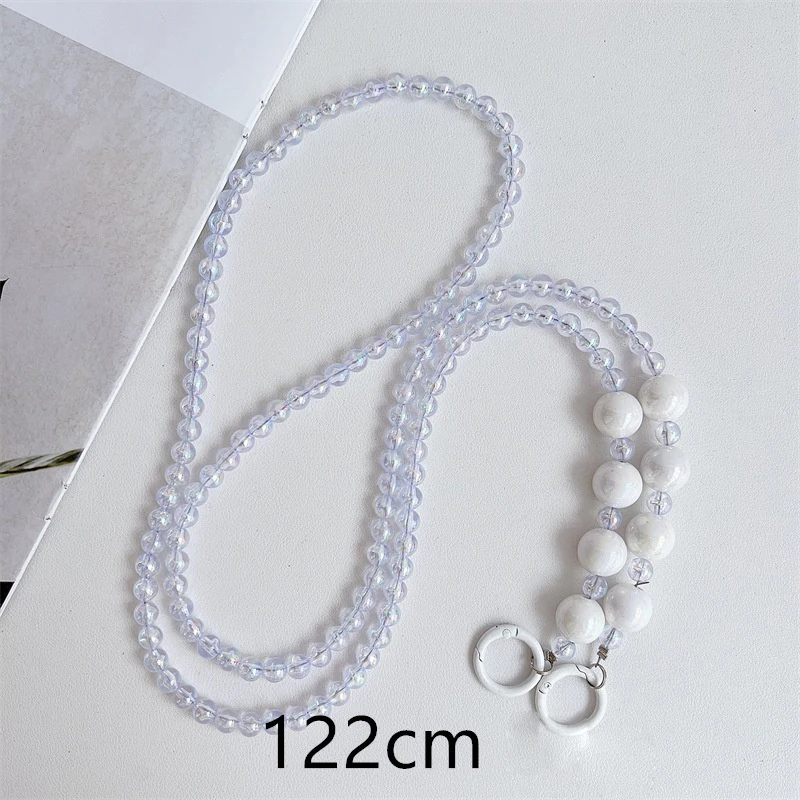 Universal Crossbody Phone Lanyard Beads Long Neck Chain Straps Anti-lost Rope Phone Case With Patch For IPhone Xiaomi