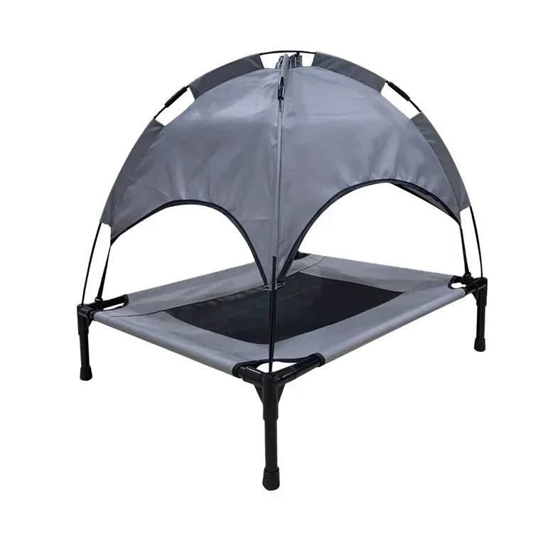 

2 In 1 Elevated Dog Bed and Cooling Tent - Outdoor Travel Portable Removable Large Raised Pet Beds with Detachable Canopy