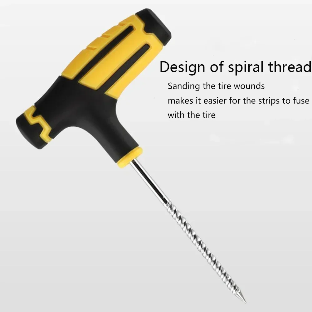 Kit di riparazione pneumatici per auto per pneumatici tubeless: strisce di gomma, strumenti per colla e tappo - Manutenzione foratura auto/moto