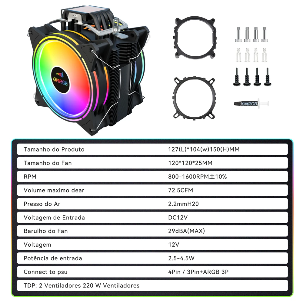 مبرد وحدة المعالجة المركزية الصامت مع 6 أنابيب ، PWM ، RGB ، Intel LGA ، من من Intel ، من من من نوع GMRGB ، من من من نوع CMRGB ، من نوع x-3 ، AM3 ، AM4 ، TDP ، undew W ، وحدة المعالجة المركزية