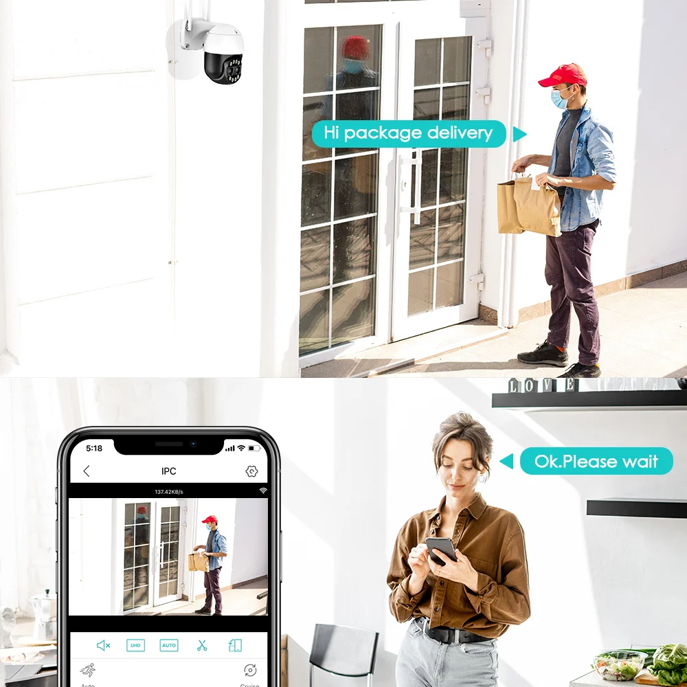 كاميرا 4K 8MP PTZ WiFi 8X تكبير رقمي AI كشف الشخص/الحيوان/المركبة كاميرات مراقبة CCTV خارجية 4MP كاميرا IP أمنية #6