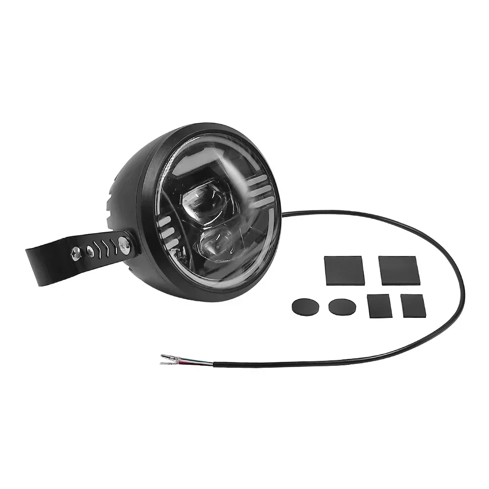 For Electric Bicycle Headlamp Low Beam High Beam 12V-48V LED Headlight Front Light Waterproof Flashlight E-Bike Accessories Part