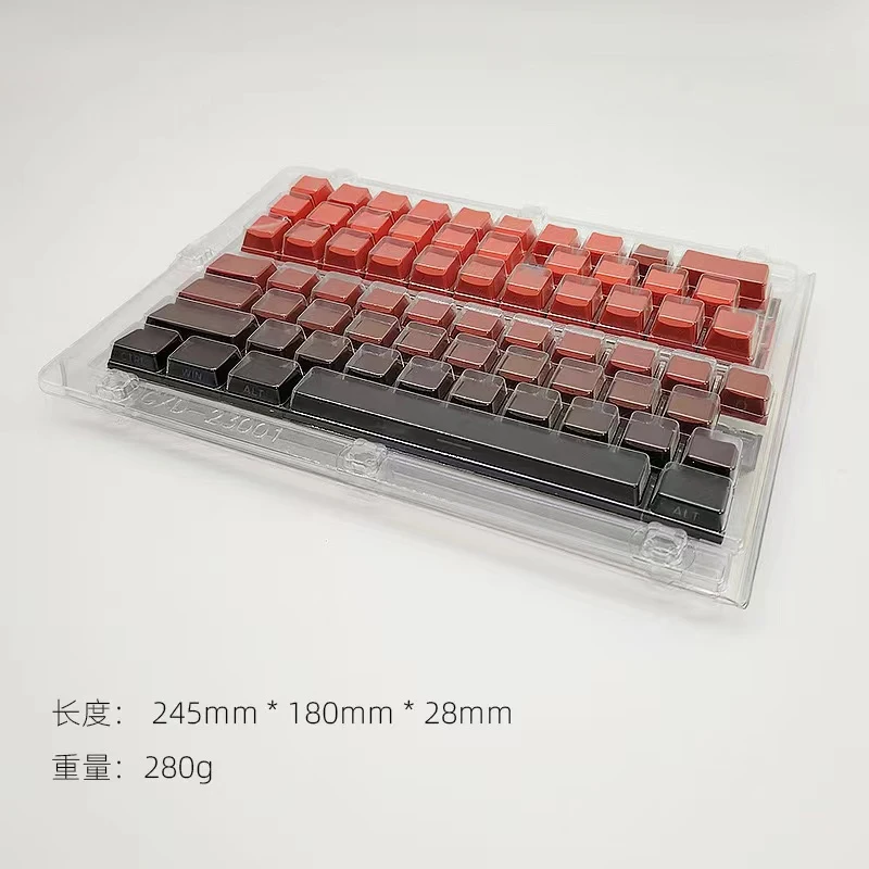 Lado esculpido Keycap Set, Sublimação Térmica PBT, Teclado Mecânico, Cherry Mx, Gradiente Vermelho, 133 Chave