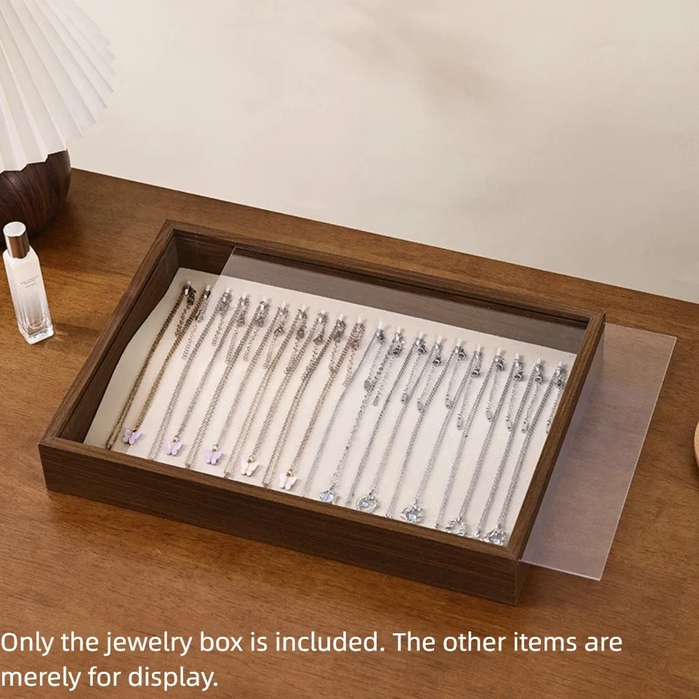 

Walnut Wood Dust-proof Jewelry Box Retro Pull-out Display Jewelry Holder Multifunctional Bracelet Jewelry Organizer Home