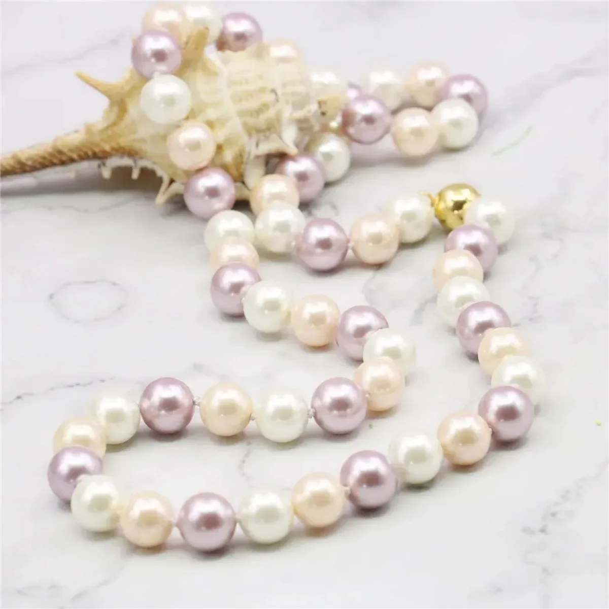 New! 8mm Multi-Color South Sea Shell Pearl Necklace 18\