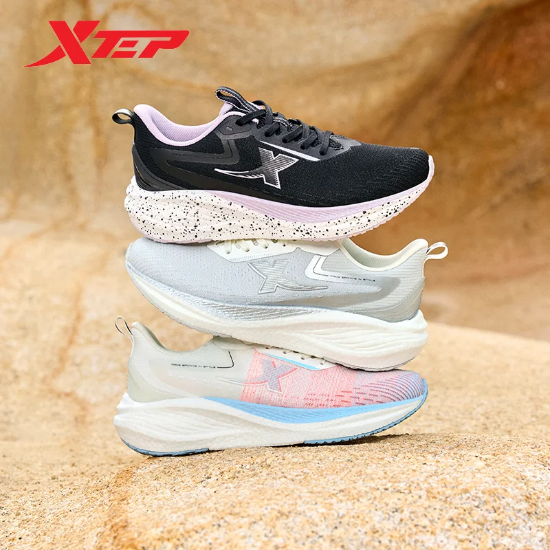 Xtep Running Shoes Women Cushioning Fashion Wear-Resistant Women\'s Sport Shoes Lace Up Shock Absorption Sneaker 877418110020