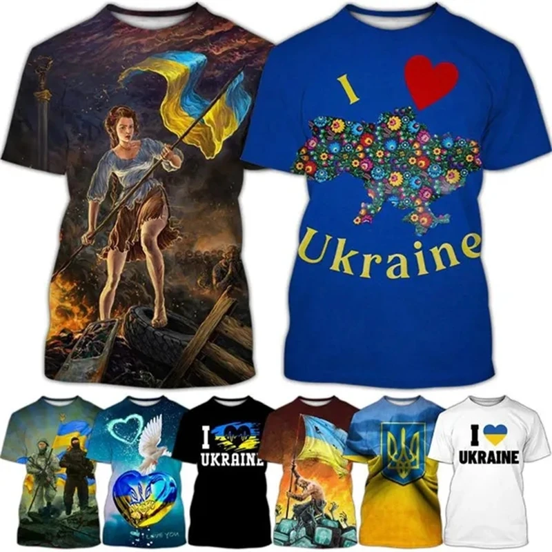 New I Love Ukraine Patriotic Theme Clothing 3D Printed Men's And Women's Casual Short-sleeved Ukrainian Flag Unisex T-shirt Tops