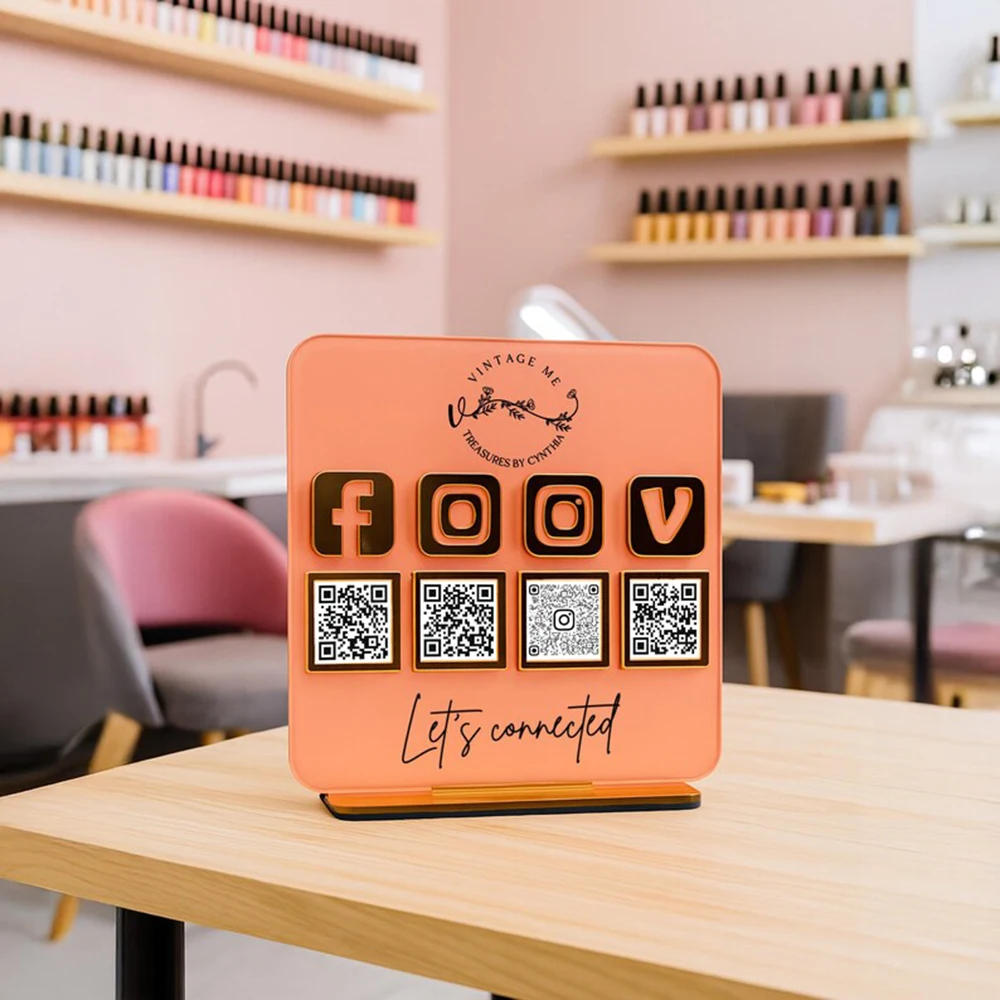 لوحة رمز الاستجابة السريعة من الأكريليك التجاري ديكور شعار شخصي مخصص لمتجر مطعم مقهى بار القائمة عرض عداد تعليق #3